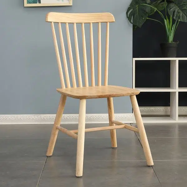 Contemporary Retro Solid Wood Splayed Legs Dining Chair Curved Slat Back For Dining Room - Image 8