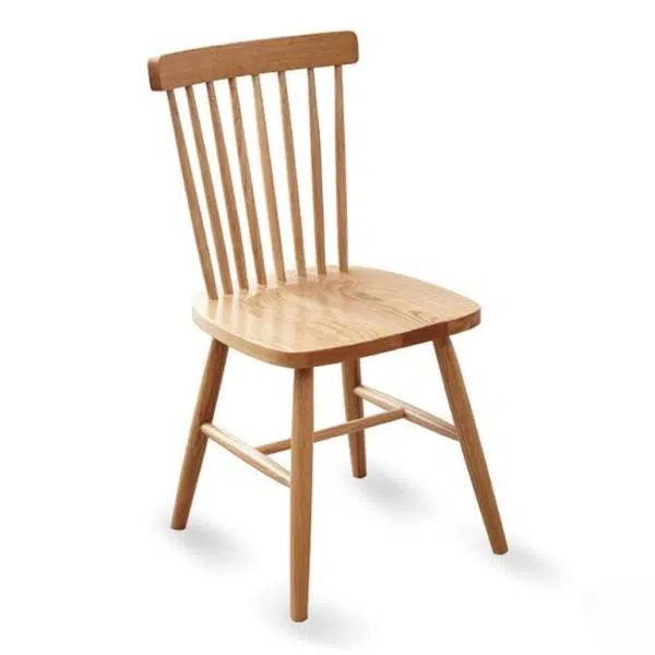 Contemporary Retro Solid Wood Splayed Legs Dining Chair Curved Slat Back For Dining Room - Image 16