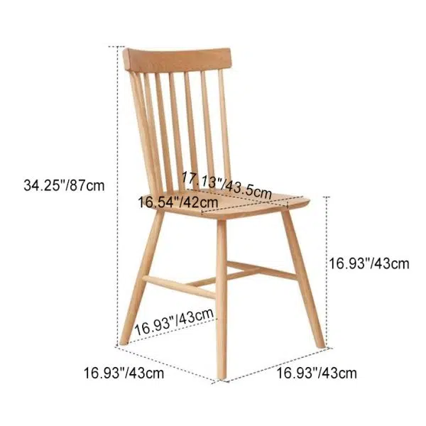 Contemporary Retro Solid Wood Splayed Legs Dining Chair Curved Slat Back For Dining Room - Image 4