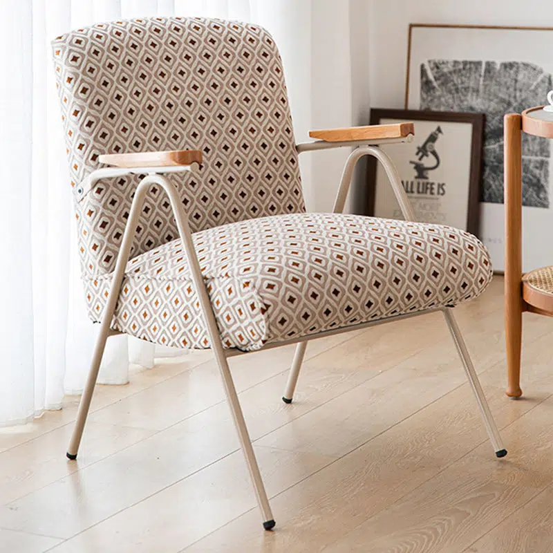 DFM-Chair-FL02899-10.jpg Traditional French Square Velvet Upholstered Iron V-Shaped Legs Accent Chair Backrest Armrest For Living Room - Image 1