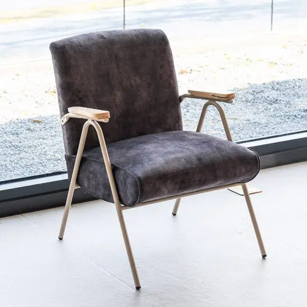 Traditional French Square Velvet Upholstered Iron V-Shaped Legs Accent Chair Backrest Armrest For Living Room - Image 14