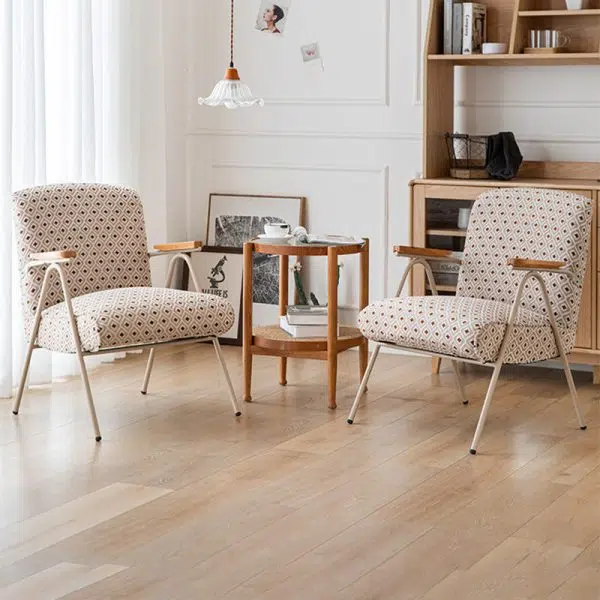 Traditional French Square Velvet Upholstered Iron V-Shaped Legs Accent Chair Backrest Armrest For Living Room - Image 20