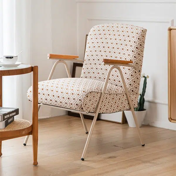 Traditional French Square Velvet Upholstered Iron V-Shaped Legs Accent Chair Backrest Armrest For Living Room - Image 2