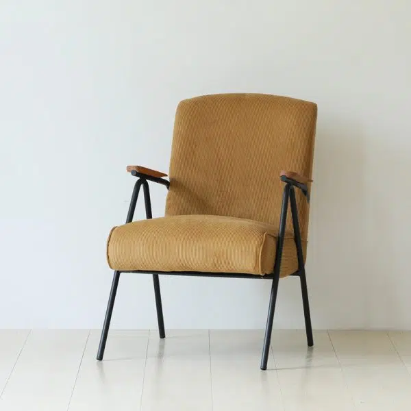 Traditional French Square Velvet Upholstered Iron V-Shaped Legs Accent Chair Backrest Armrest For Living Room - Image 8