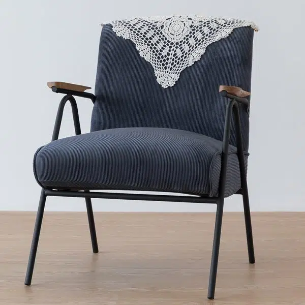 Traditional French Square Velvet Upholstered Iron V-Shaped Legs Accent Chair Backrest Armrest For Living Room - Image 10