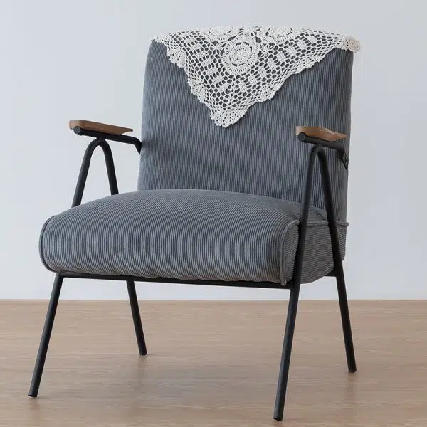 Traditional French Square Velvet Upholstered Iron V-Shaped Legs Accent Chair Backrest Armrest For Living Room - Image 3