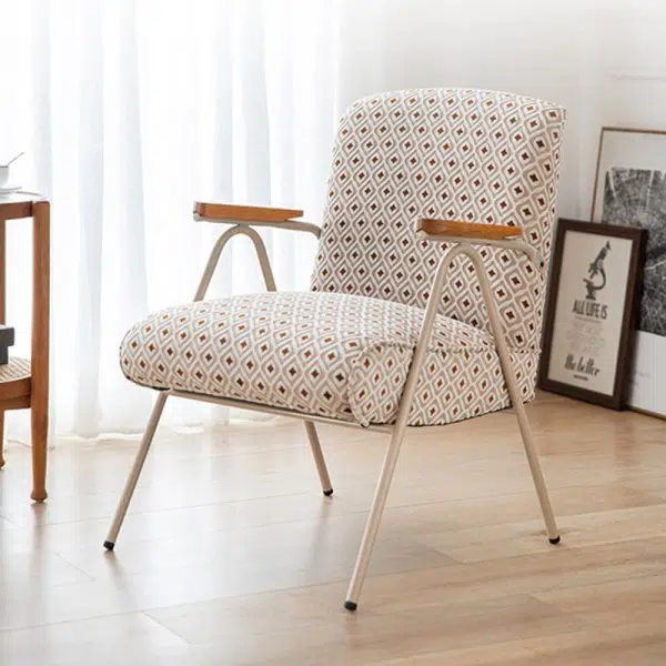 Traditional French Square Velvet Upholstered Iron V-Shaped Legs Accent Chair Backrest Armrest For Living Room - Image 16