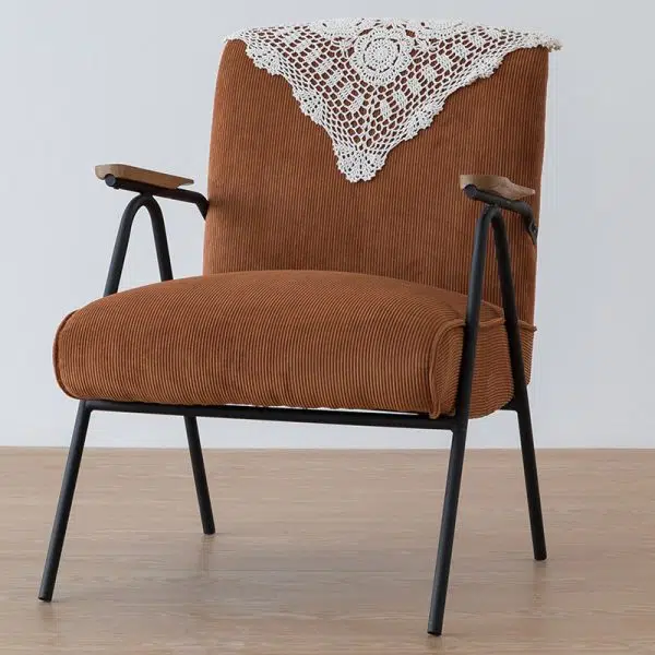 Traditional French Square Velvet Upholstered Iron V-Shaped Legs Accent Chair Backrest Armrest For Living Room - Image 13