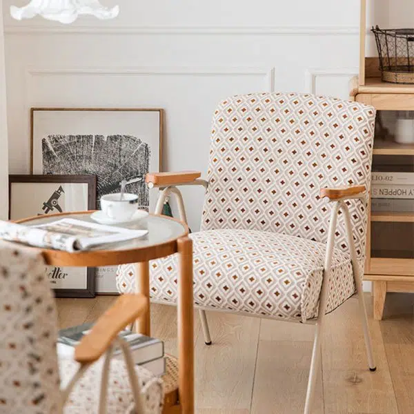 Traditional French Square Velvet Upholstered Iron V-Shaped Legs Accent Chair Backrest Armrest For Living Room - Image 19