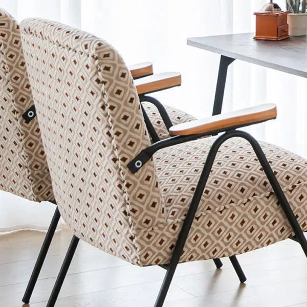 Traditional French Square Velvet Upholstered Iron V-Shaped Legs Accent Chair Backrest Armrest For Living Room - Image 7