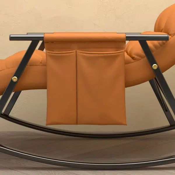 Contemporary Nordic Fabric Upholstered Arc Metal Frame Rocking Chair Backrest Armrest For Living Room - Image 14