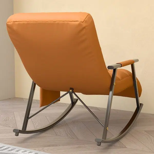 Contemporary Nordic Fabric Upholstered Arc Metal Frame Rocking Chair Backrest Armrest For Living Room - Image 17