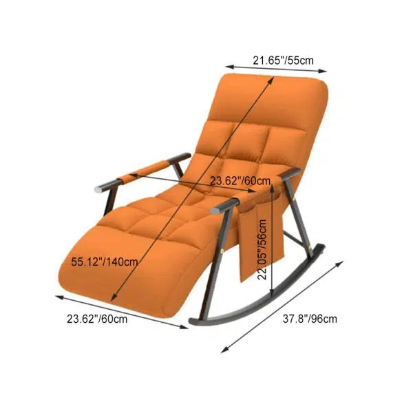 Contemporary Nordic Fabric Upholstered Arc Metal Frame Rocking Chair Backrest Armrest For Living Room - Image 3