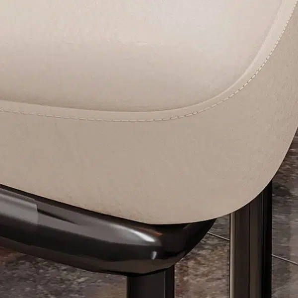 Contemporary Luxury Curved Leather Upholstered Iron Legs Vanity Stool For Bedroom - Image 6