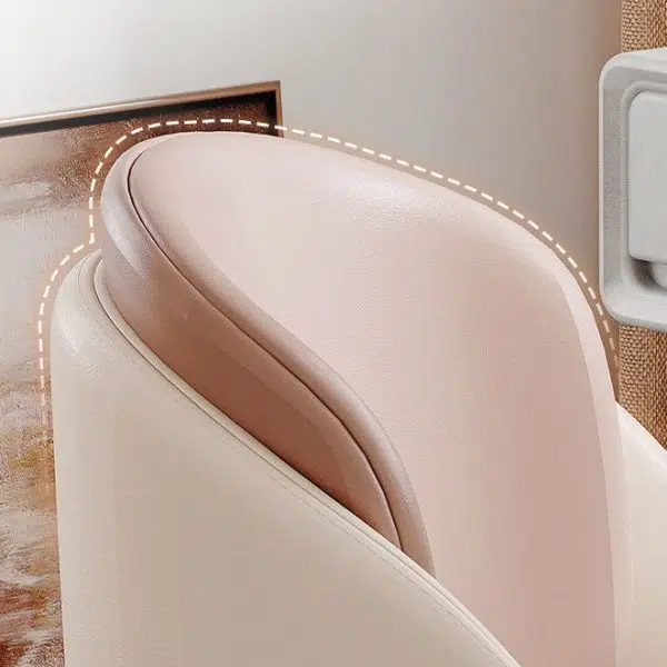 Contemporary Luxury Curved Leather Upholstered Iron Legs Vanity Stool For Bedroom - Image 5