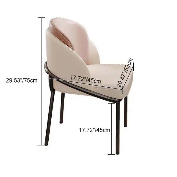 Contemporary Luxury Curved Leather Upholstered Iron Legs Vanity Stool For Bedroom - Image 3