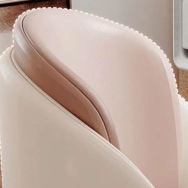 Contemporary Luxury Curved Leather Upholstered Iron Legs Vanity Stool For Bedroom - Image 4