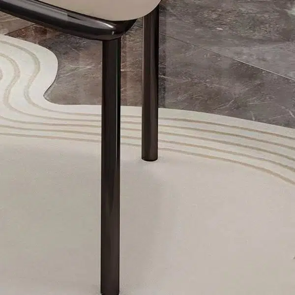 Contemporary Luxury Curved Leather Upholstered Iron Legs Vanity Stool For Bedroom - Image 10