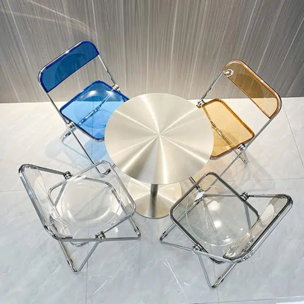 Contemporary Scandinavian Square Acrylic Foldable Dining Chair Backrest For Dining Room - Image 3