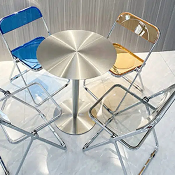 Contemporary Scandinavian Square Acrylic Foldable Dining Chair Backrest For Dining Room - Image 12