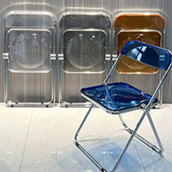 Contemporary Scandinavian Square Acrylic Foldable Dining Chair Backrest For Dining Room - Image 17