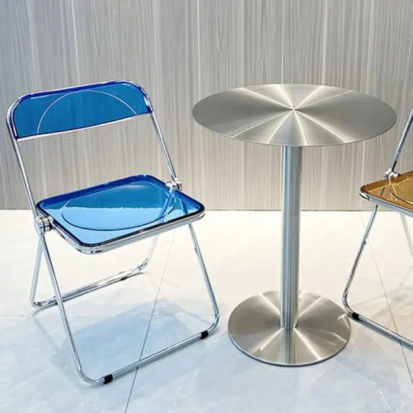 Contemporary Scandinavian Square Acrylic Foldable Dining Chair Backrest For Dining Room - Image 18