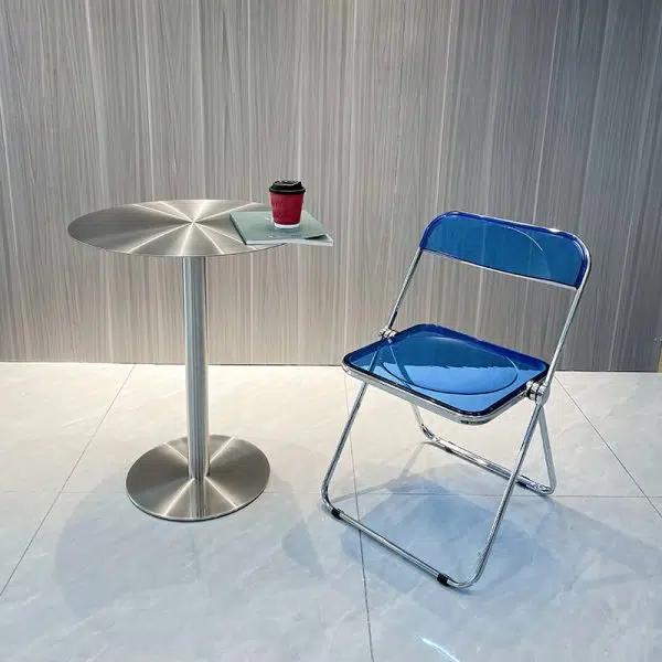 Contemporary Scandinavian Square Acrylic Foldable Dining Chair Backrest For Dining Room - Image 2