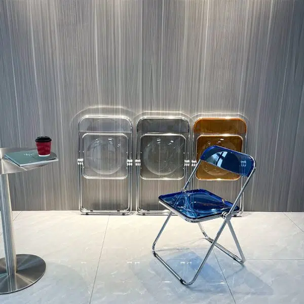 Contemporary Scandinavian Square Acrylic Foldable Dining Chair Backrest For Dining Room - Image 19