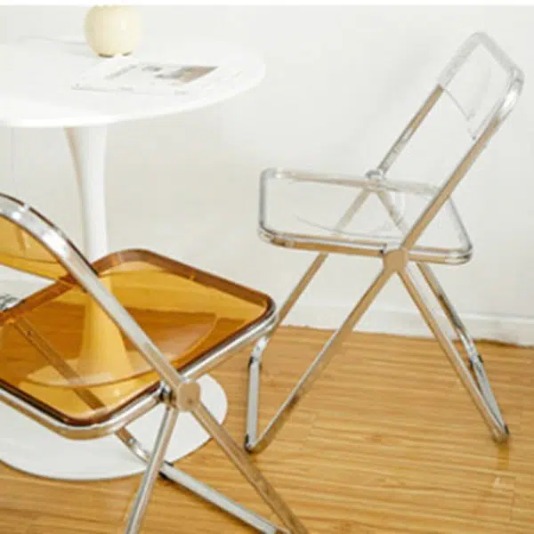 Contemporary Scandinavian Square Acrylic Foldable Dining Chair Backrest For Dining Room - Image 9