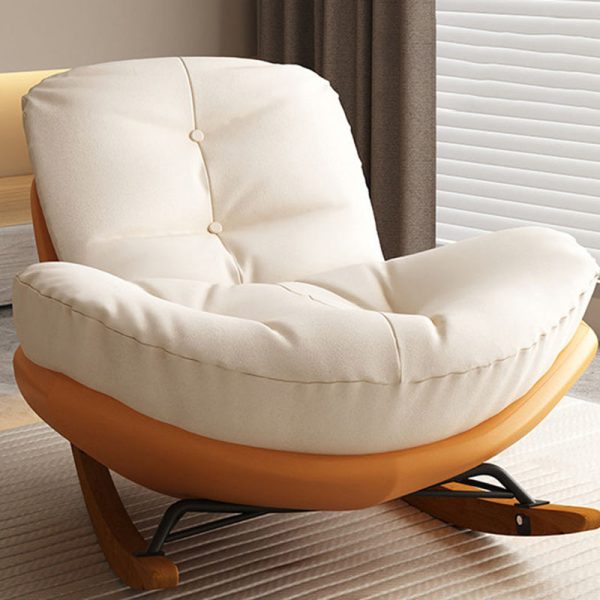 Contemporary Nordic Arc Velvet Upholstered Rocking Chair Backrest For Living Room - Image 2