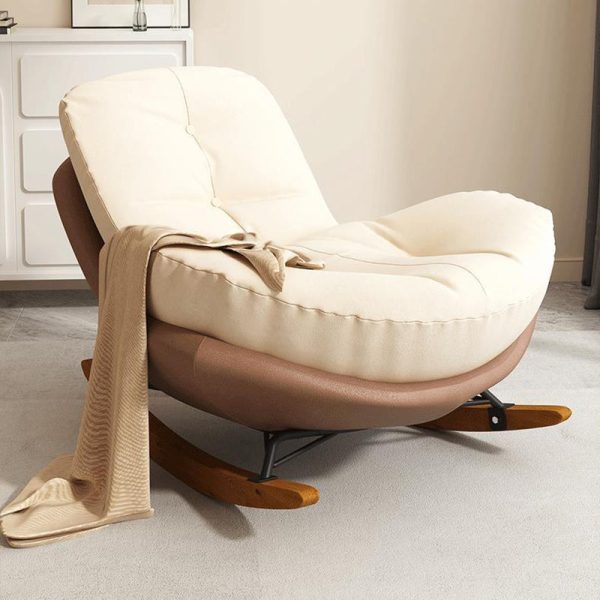 Contemporary Nordic Arc Velvet Upholstered Rocking Chair Backrest For Living Room - Image 20