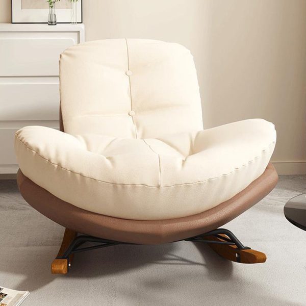 Contemporary Nordic Arc Velvet Upholstered Rocking Chair Backrest For Living Room - Image 23