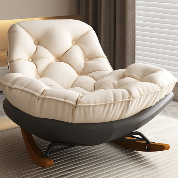 Contemporary Nordic Arc Velvet Upholstered Rocking Chair Backrest For Living Room - Image 22