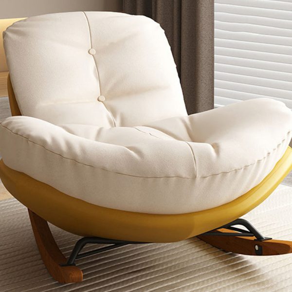 Contemporary Nordic Arc Velvet Upholstered Rocking Chair Backrest For Living Room - Image 11