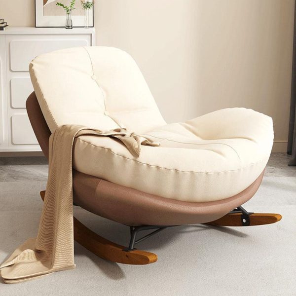 Contemporary Nordic Arc Velvet Upholstered Rocking Chair Backrest For Living Room - Image 12