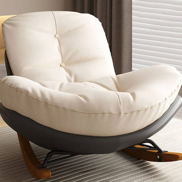 Contemporary Nordic Arc Velvet Upholstered Rocking Chair Backrest For Living Room - Image 13