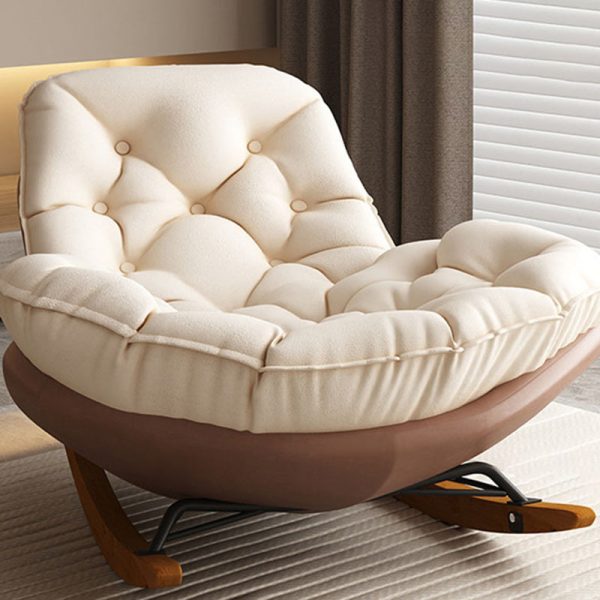 Contemporary Nordic Arc Velvet Upholstered Rocking Chair Backrest For Living Room - Image 14