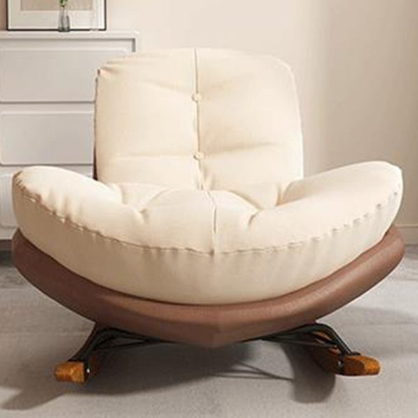 Contemporary Nordic Arc Velvet Upholstered Rocking Chair Backrest For Living Room - Image 18