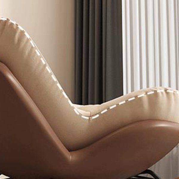 Contemporary Nordic Arc Velvet Upholstered Rocking Chair Backrest For Living Room - Image 8