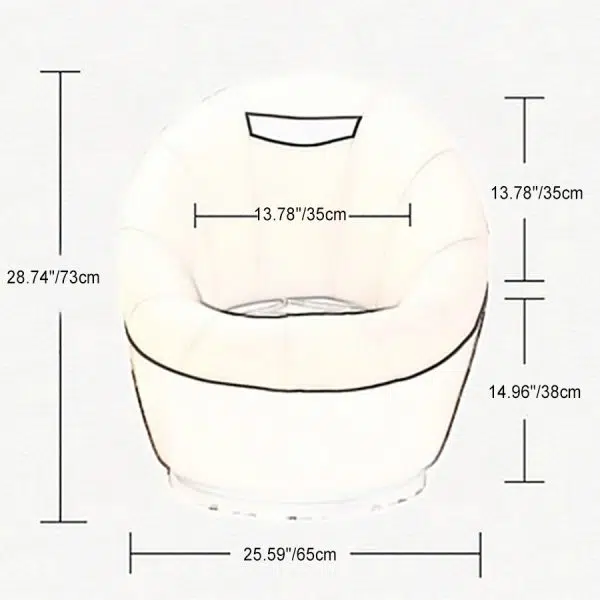 Contemporary Scandinavian Oval Leather Upholstered Swivel Accent Chair Backrest For Living Room - Image 4