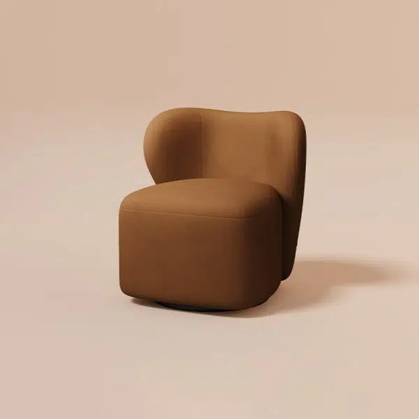 Contemporary Scandinavian Curved Frosted Velvet Upholstered Swivel Accent Chair Wing Back For Living Room - Image 14