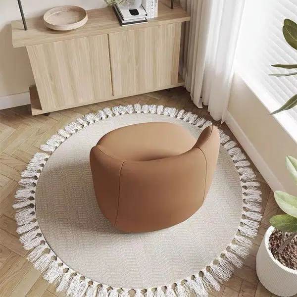 Contemporary Scandinavian Curved Frosted Velvet Upholstered Swivel Accent Chair Wing Back For Living Room - Image 12