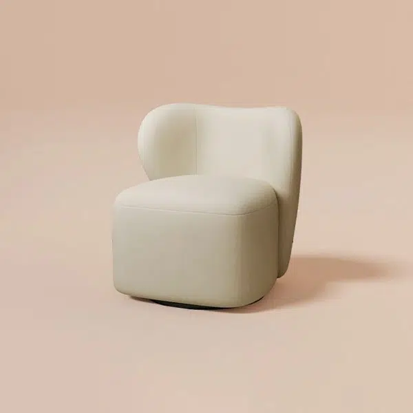 Contemporary Scandinavian Curved Frosted Velvet Upholstered Swivel Accent Chair Wing Back For Living Room - Image 15