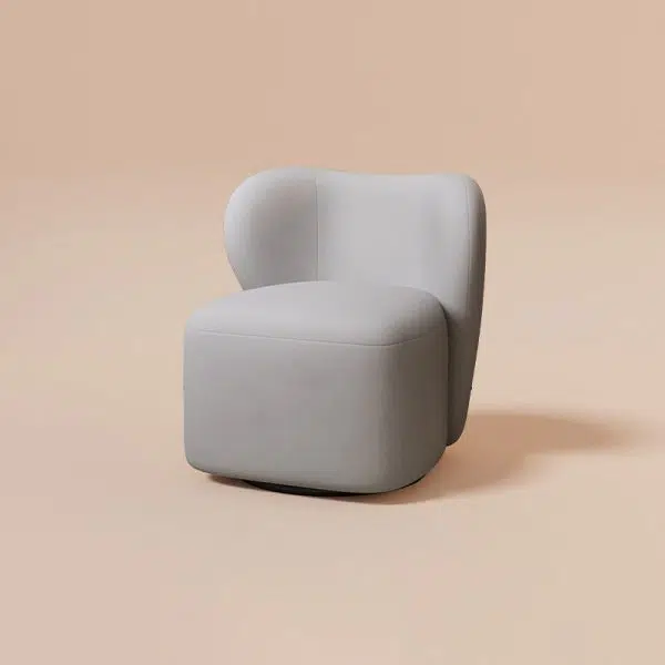 Contemporary Scandinavian Curved Frosted Velvet Upholstered Swivel Accent Chair Wing Back For Living Room - Image 16