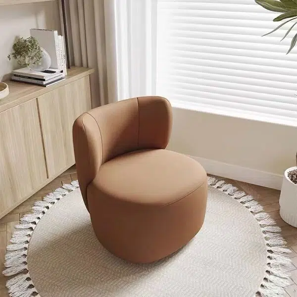 Contemporary Scandinavian Curved Frosted Velvet Upholstered Swivel Accent Chair Wing Back For Living Room - Image 13