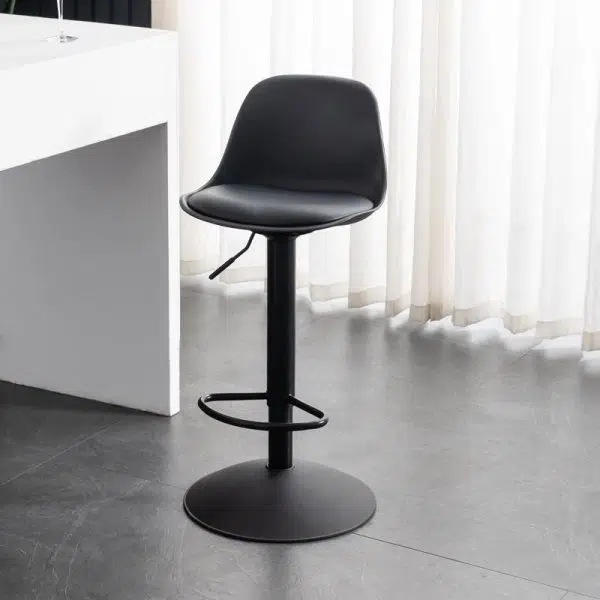 Contemporary Scandinavian Curved PU Leather Plastic Height Adjustable Swivel Bar Stool Cat Paw Back Footrest For Dining Room - Image 13
