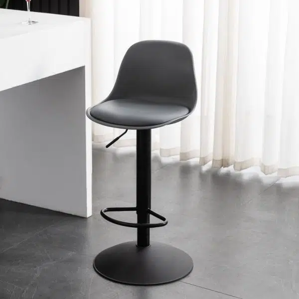 Contemporary Scandinavian Curved PU Leather Plastic Height Adjustable Swivel Bar Stool Cat Paw Back Footrest For Dining Room - Image 14