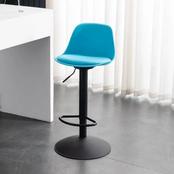 Contemporary Scandinavian Curved PU Leather Plastic Height Adjustable Swivel Bar Stool Cat Paw Back Footrest For Dining Room - Image 16