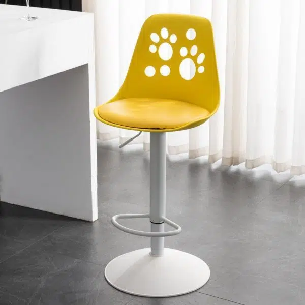Contemporary Scandinavian Curved PU Leather Plastic Height Adjustable Swivel Bar Stool Cat Paw Back Footrest For Dining Room - Image 10