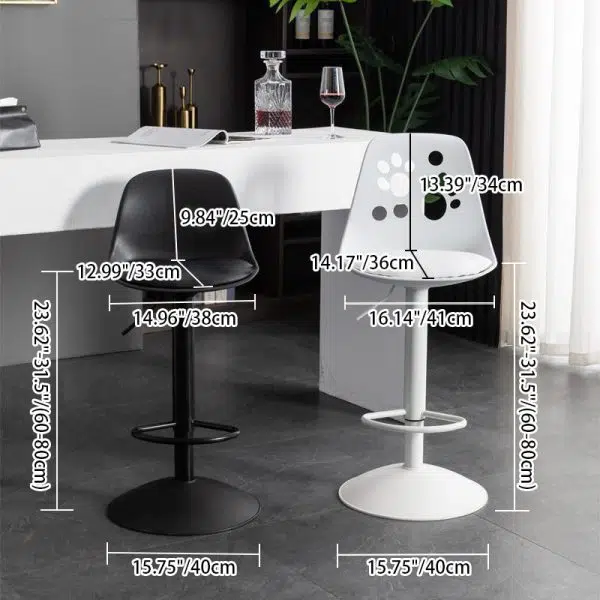 Contemporary Scandinavian Curved PU Leather Plastic Height Adjustable Swivel Bar Stool Cat Paw Back Footrest For Dining Room - Image 4